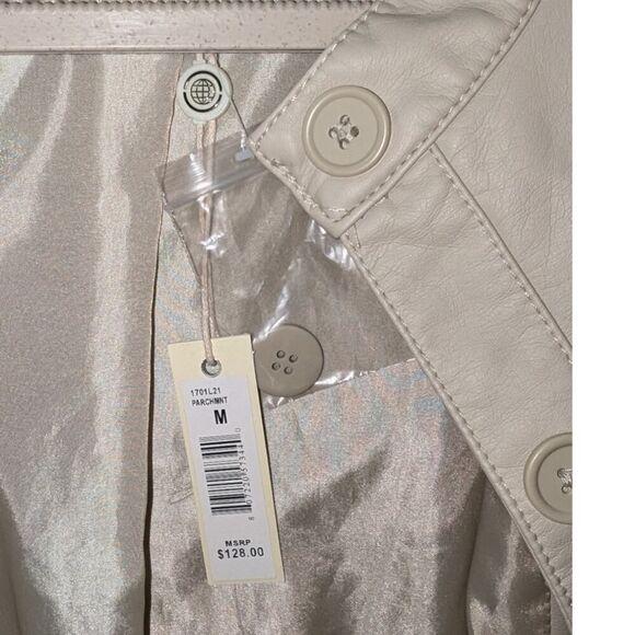 Max Studio Faux Vegan Leather Jacket NWT Womens Medium Cream Parchment color - Picture 4 of 10